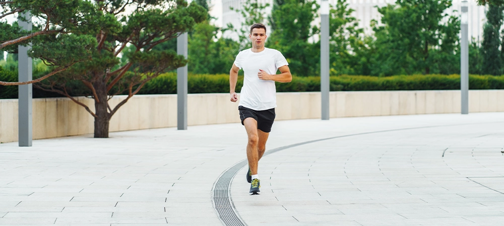 man on brisk walk