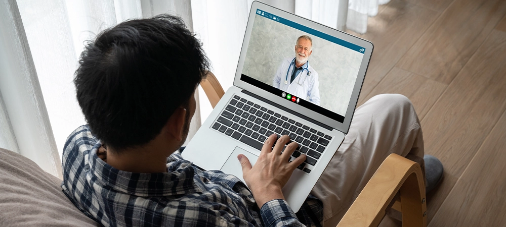 doctor and patient on video call