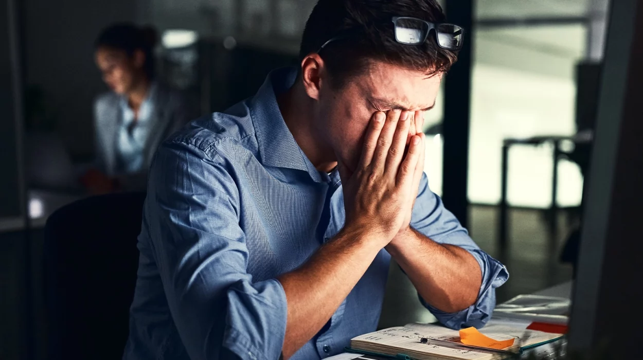 stress man working at office