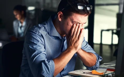 stress man working at office